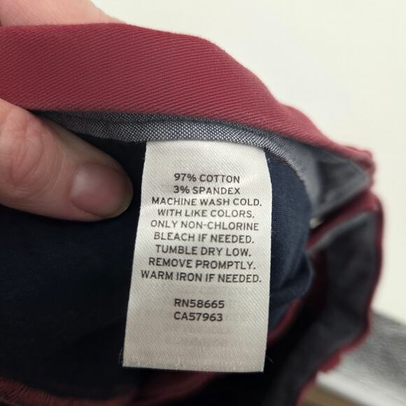 14th & Union Flat Front  Chino Pant Red Men's 34x30 - Picture 7 of 9